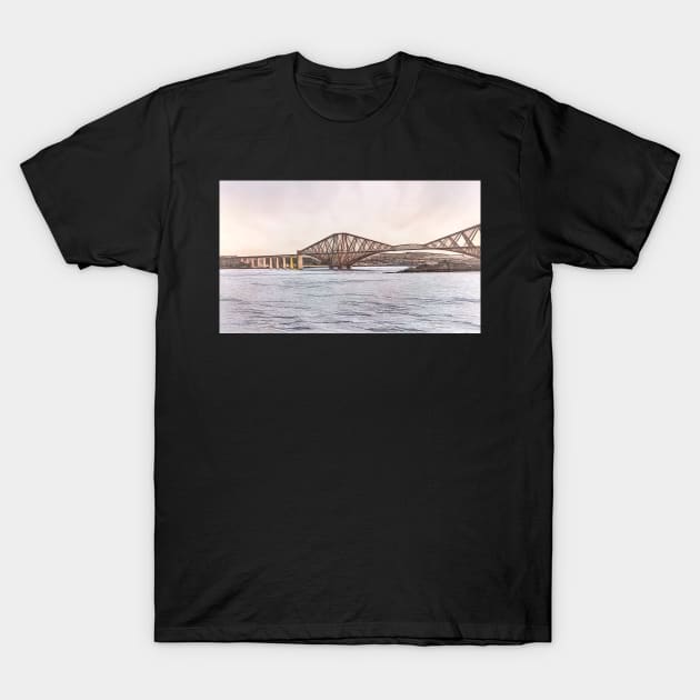 The Forth Bridge as Digital Art T-Shirt by IanWL